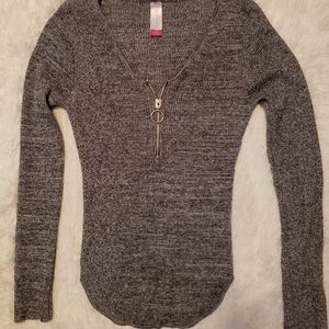 Zip up gray lightweight sweater